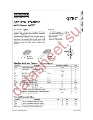 FQD1P50TF datasheet  